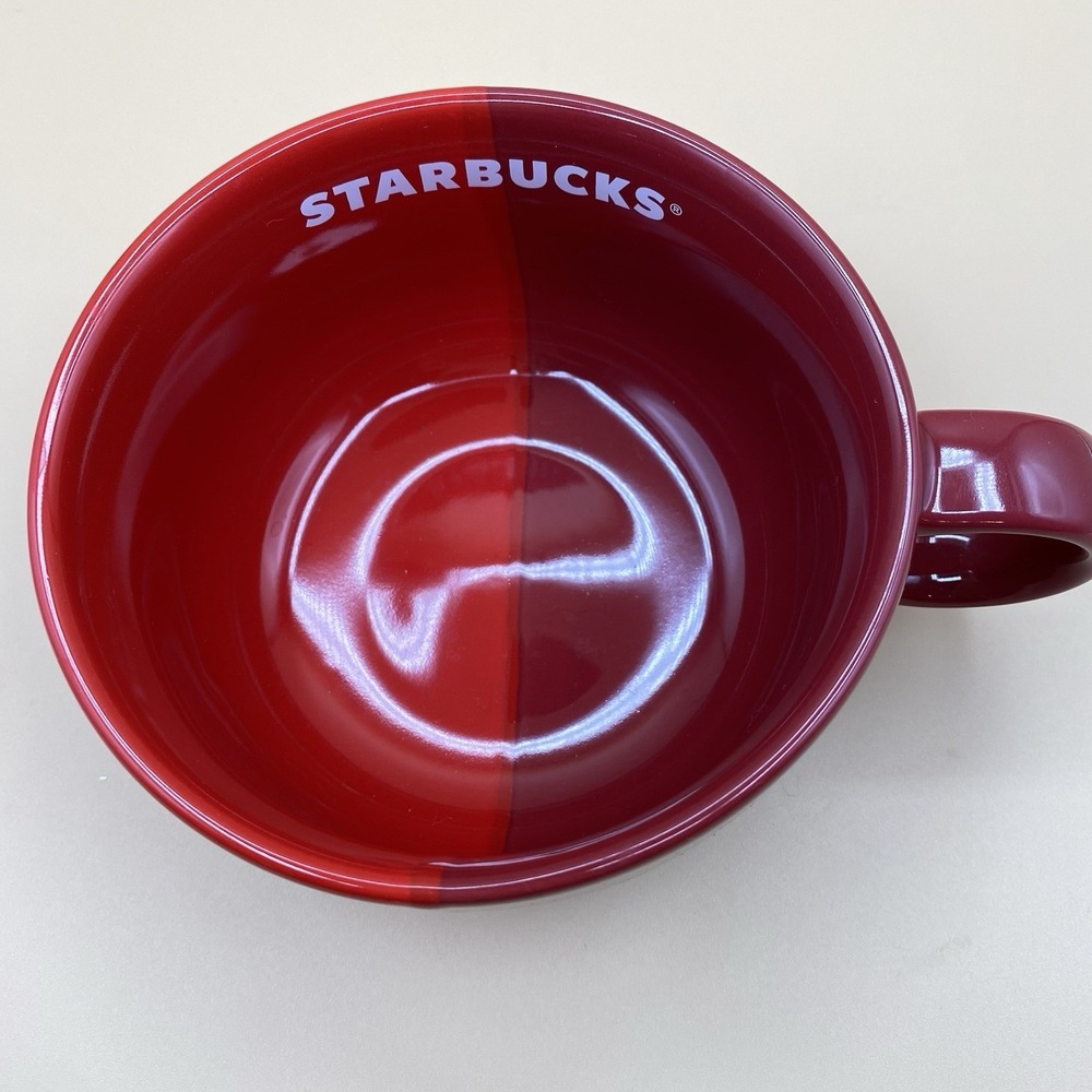 2021 Starbucks Soup Mug Holiday Two Tone Red Coffee Tea Mug Cup 16 oz